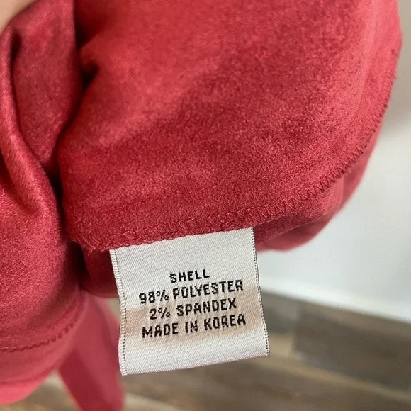 Talbots Dress Size 14W Cherry Pink Long Vintage Faux Suede Stretch Long Sleeve - Picture 11 of 11